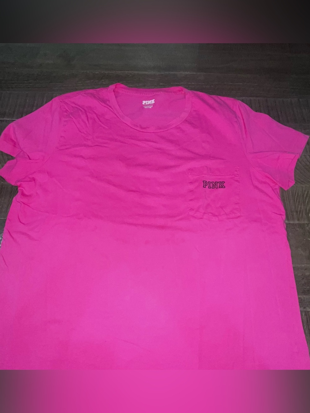 PINK Chest Pocket Tee in Bright Hot Pink